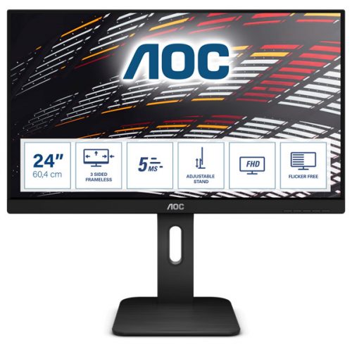 AOC IPS monitor 23.8" 24P1, 1920x1080, 16:9, 250cd/m2, 5ms, VGA/DVI/HDMI/DisplayPort/4xUSB, Pivot, hangszóró