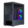 COOLER MASTER Ház Mini Tower ATX MASTERBOX MB320L ARGB + Kontroller,2db Ventilátorral,Tápegység nélkül, Üvegfalú, fekete