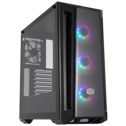 COOLER MASTER Ház Midi ATX MasterBox MB520 ARGB + 4db Ventilátor, Tápegység nélkül, Üvegfalú, Fekete