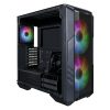 COOLER MASTER Ház Midi ATX HAF 500 ARGB + 4db Ventilátor, Tápegység nélkül, Üvegfalú, fekete