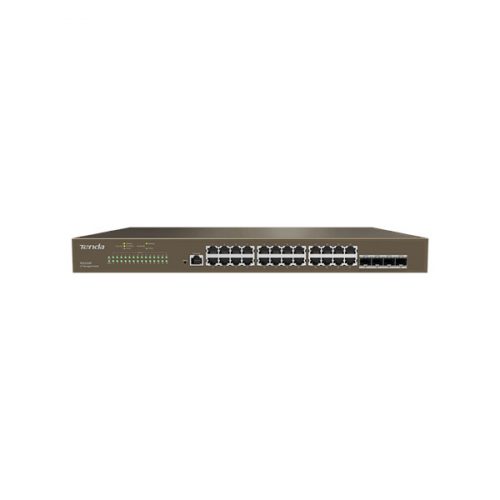 Tenda Switch Vezérelhető - TEG3328F (L2; 24x1Gbps + 4x1G SFP port; rack-mount)