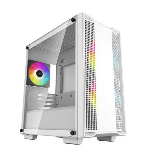 DeepCool Számítógépház - CC360 ARGB WH (fehér, ablakos, 3x12cm ventilátor, Mini-ITX / Micro-ATX, 1xUSB3.0, 1xUSB2.0)