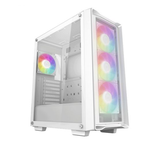 DeepCool Számítógépház - CC560 MESH WH V2 (ablakos, 4x12cm A-RGB ventilátor, ATX, 2xUSB3.0, fehér)