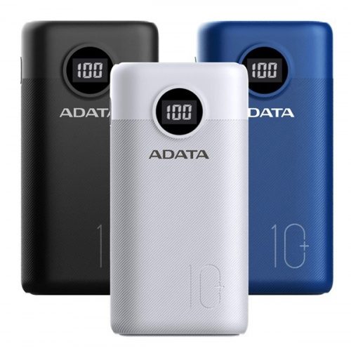 ADATA Akkubank - P10000QCD 10000mAh (Powerbank, 2xUSB-A, 1xUSB-C, kijelző, fekete)