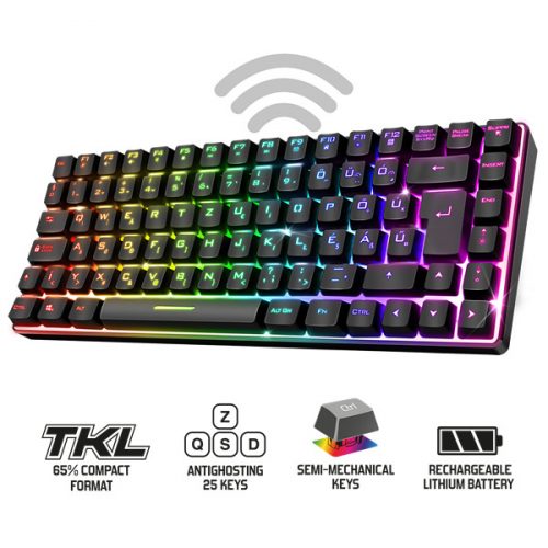 Spirit of Gamer Billentyűzet Vezeték nélküli - ELITE K70 (TKL, 85 gomb,, RGB LED,USB, anti-ghost, fekete, magyar)